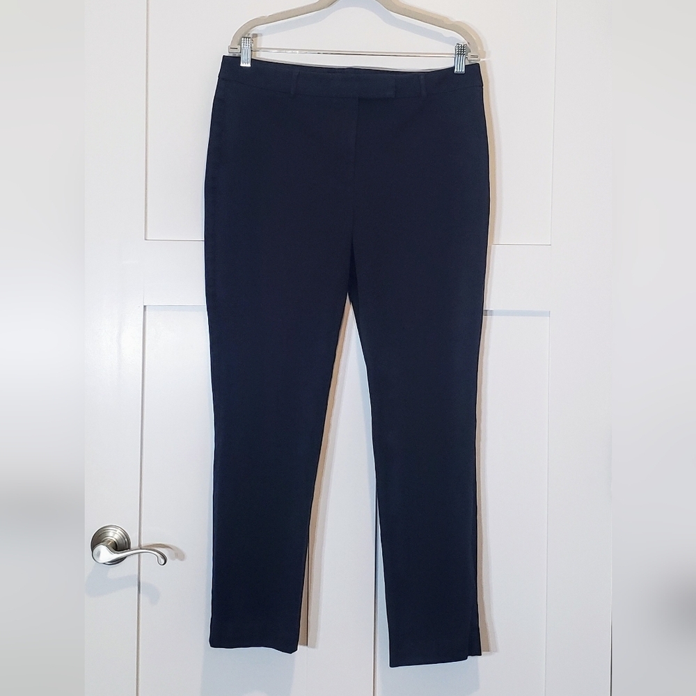 Talbots High Waist Straight Pant Navy  Blue Stretch Size 12